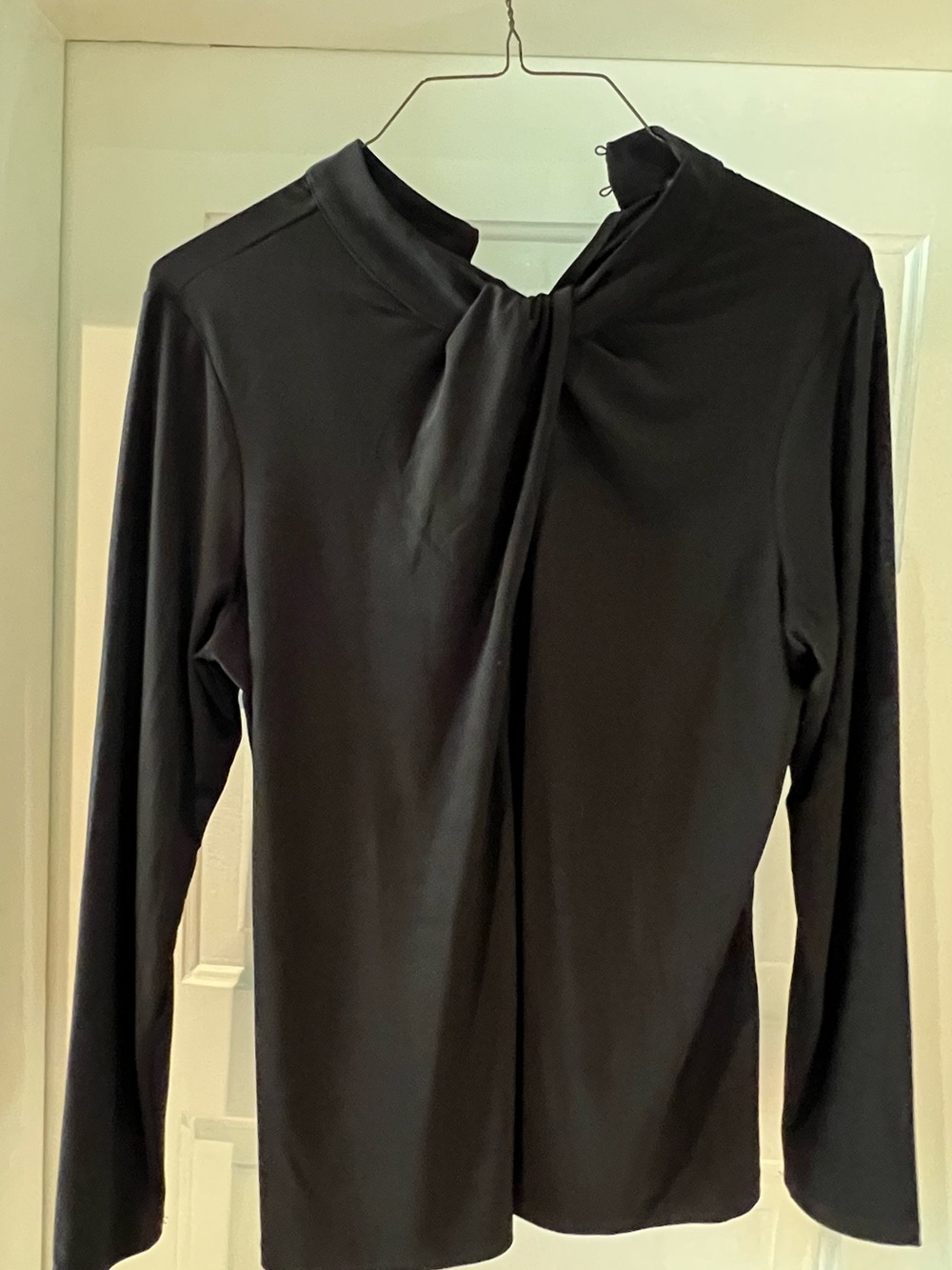 Halogen Black Twist Neck Long Sleeve Top